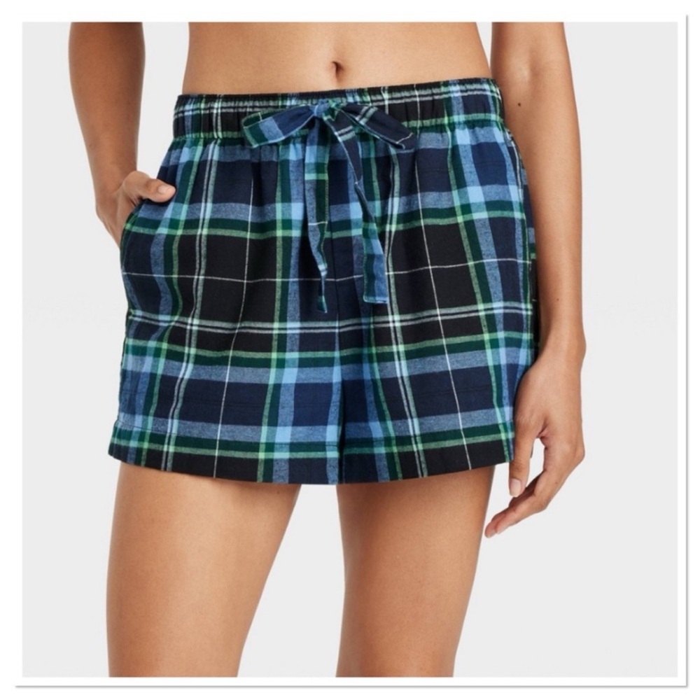 Auden Blue and Green Plaid Women's Shorts